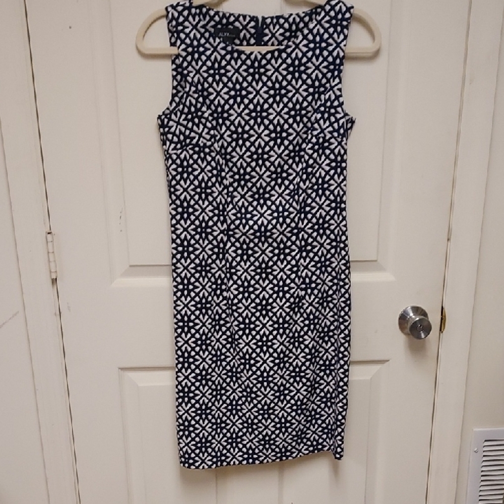 Alyx Black and White Geometric Midi Dress